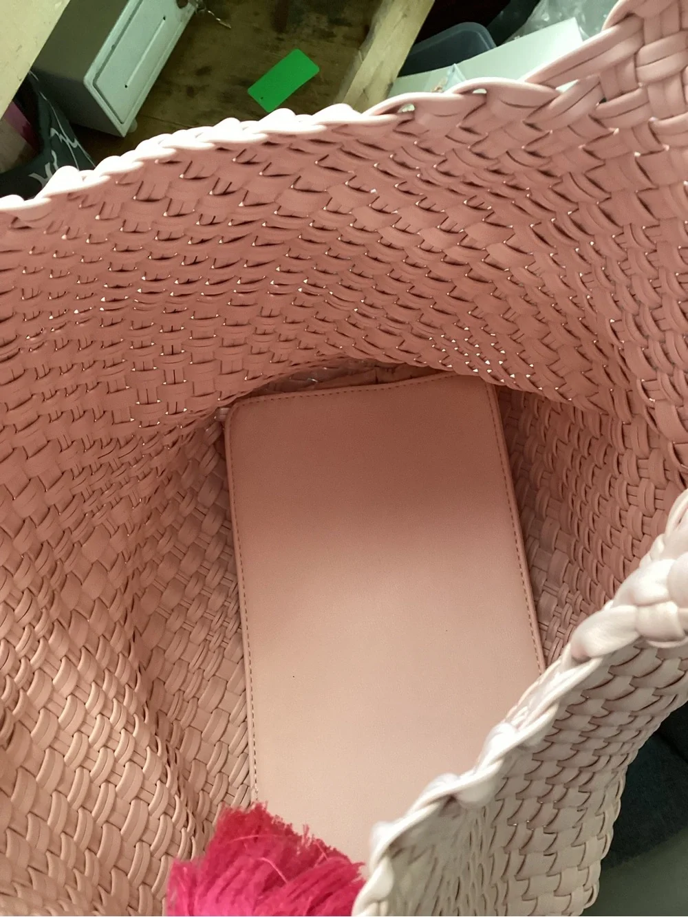 Handwoven Pink Tote Bag - Unbranded